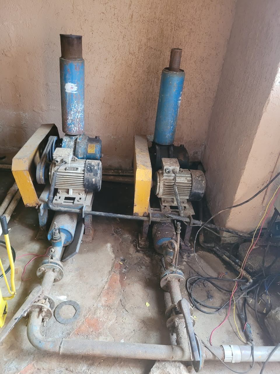 Two existing air blowers before restoration
