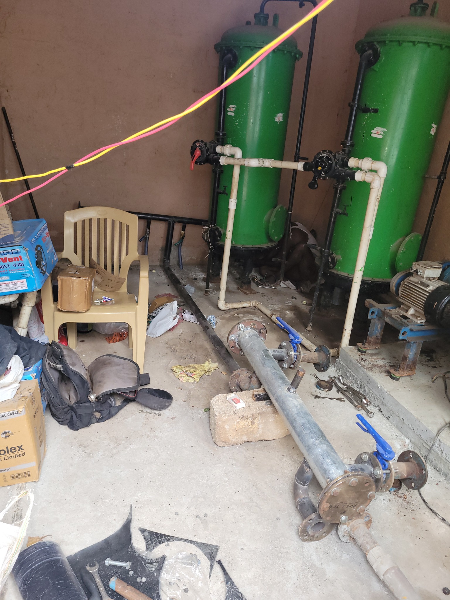 Filtration vessels and piping during repair